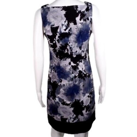 AB Studio Dress Womens Size 4 Abstract Floral Print Blue Black White Sleeveless - Picture 7 of 10